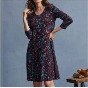 NWT Garnet Hill Dress Womens S Dark Floral A-Line Tencel Whimsigoth Sustainable